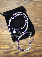 Комплект украшений авторский из натуральных камней. Колье и браслет Веселое разноцветье. Бижутерия на шею, на руку для женщин, девушек. Летнее женское украшение