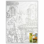 Холст на картоне с контуром BRAUBERG ART CLASSIC, ГОРОДА, 30х40см, грунтованный, 100% хлопок, 190630
