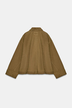 ZARA КУРТКА-НАКИДКА ИЗ ВОЩЕНОЙ ТКАНИ, ОХРА