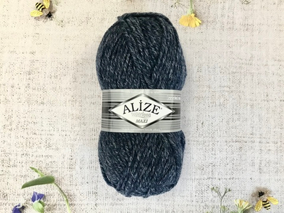 Пряжа ALIZE "Superlana maxi" 805 темно-синий жаспе