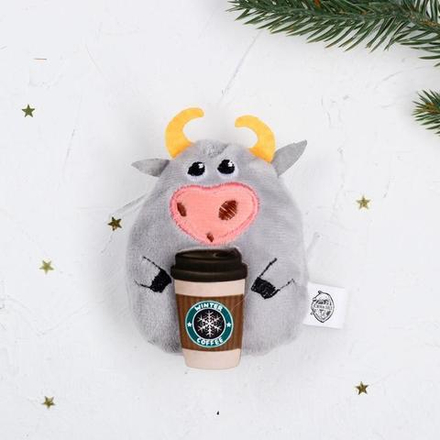 5050934 Мягкая игрушка-магнит "Бычок с чашкой кофе"