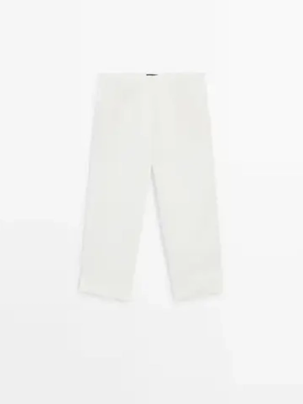 Massimo Dutti Брюки капри, натуральный, кремовый