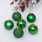 Новогодние шары 6 см (набор 6 шт) "Микс фактур", Зеленый (Серпантин)