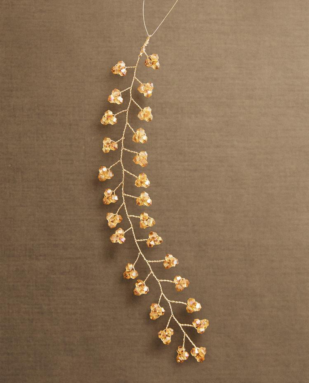 ZARA HOME ЕЛОЧНОЕ УКРАШЕНИЕ В ФОРМЕ ВЕТКИ С БУСИНАМИ, КАРАМЕЛЬНЫЙ