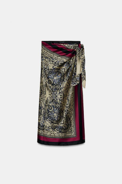 ZARA ЮБКА-ПАРЕО С ПРИНТОМ ПЕЙСЛИ — ZW COLLECTION, РАЗНОЦВЕТНЫЙ