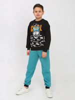 Костюм для мальчиков футер "Таймер-1" черный, р.140 (Ивашка)