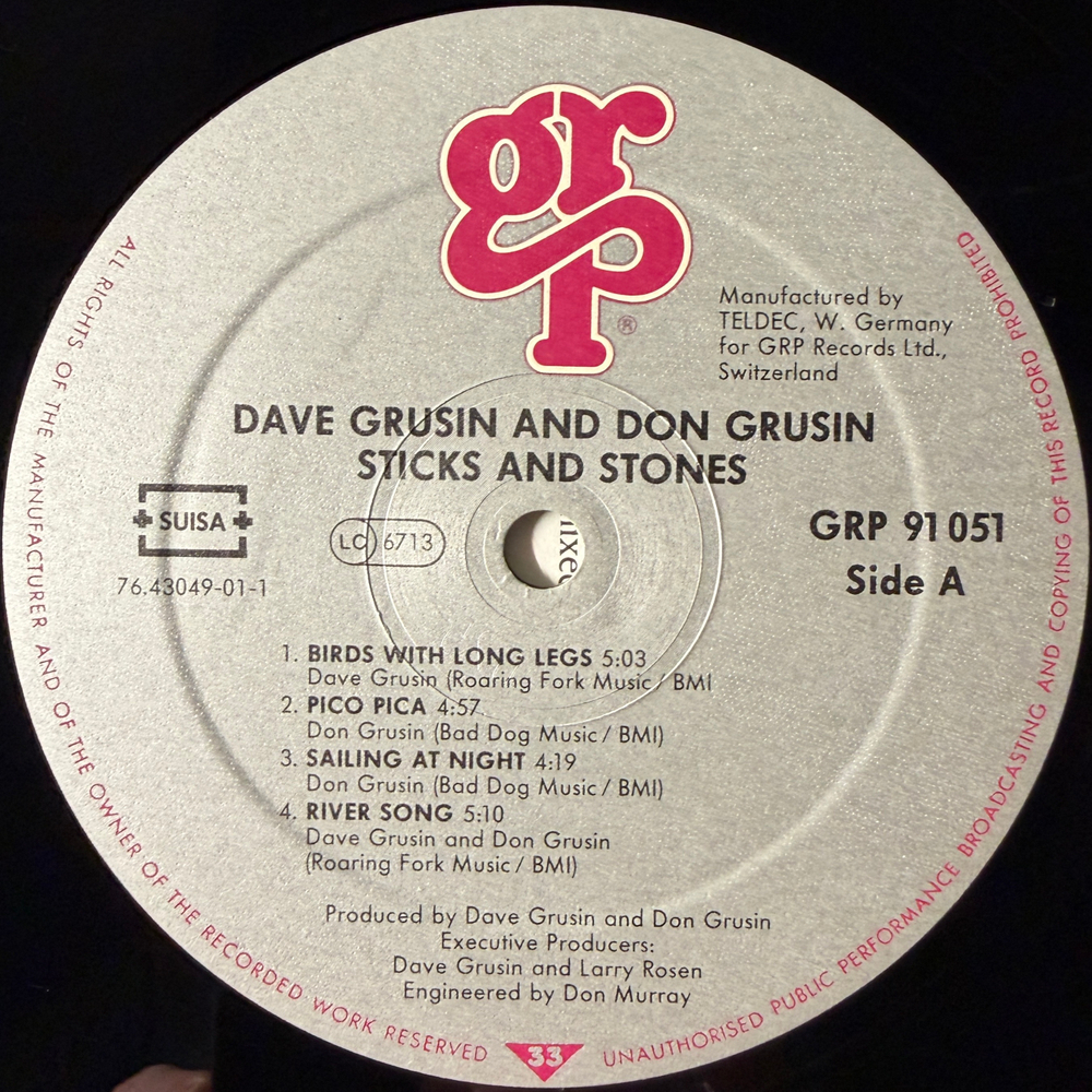 Dave Grusin And Don Grusin ‎– Sticks And Stones (Швейцария 1988г.)