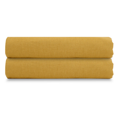 Простыня на резинке изо льна горчичного цвета essential, 120х200х28 см