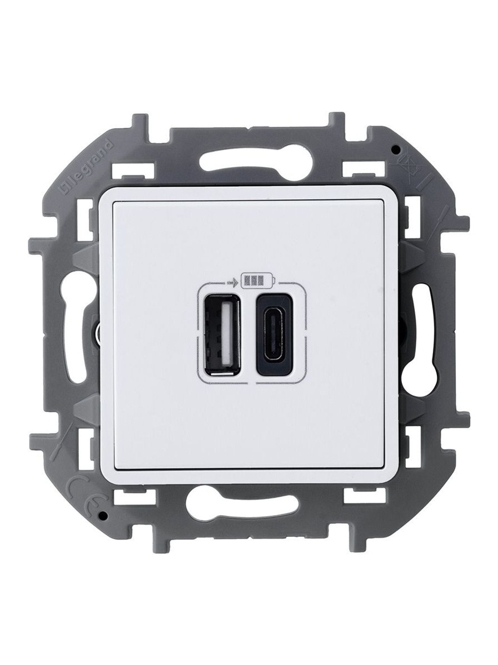 Устройство зарядное Inspiria с 2-мя USB разьемами A и C 240В/5В 3000мА бел. IEK 673760
