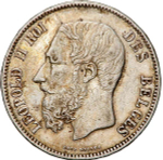 Belgium 5 Francs 1869 – King Leopold II 'Small Head' Silver Coin