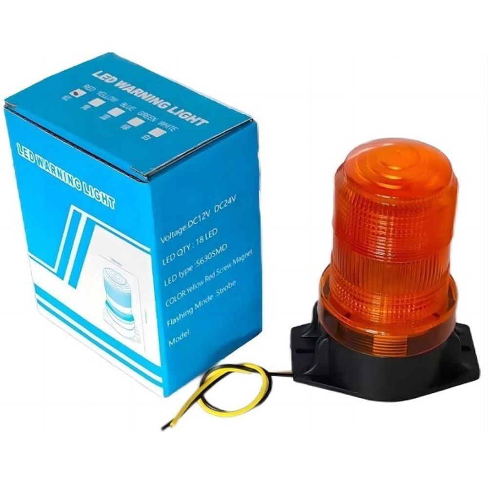 Маяк проблесковый 10-30V желтый, магнитный светодиодный 18 SMD (Вымпел)