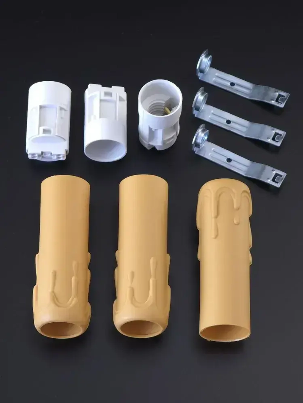 Патрон Е14 оплавленная свеча, (оплывшая свеча) для люстры в сборе, 85 мм, антик, Е14, 3 шт