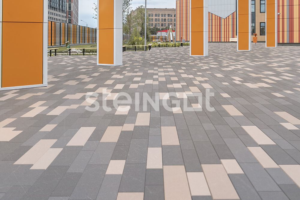 Тротуарная плитка Steingot Домино Серый толщина 80 мм