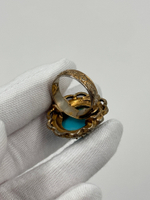 Кольцо с голубым кабошоном