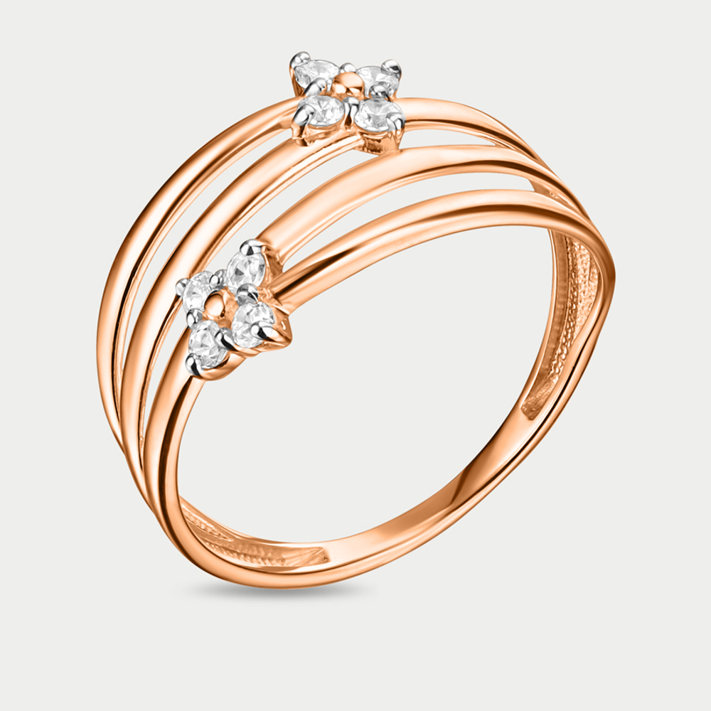 Кольцо женское из розового золота 585 пробы с фианитами (арт. 025971-1102)