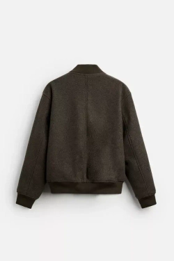 ZARA КОМБИНИРОВАННАЯ КУРТКА-БОМБЕР, СЕРО-КОРИЧНЕВЫЙ