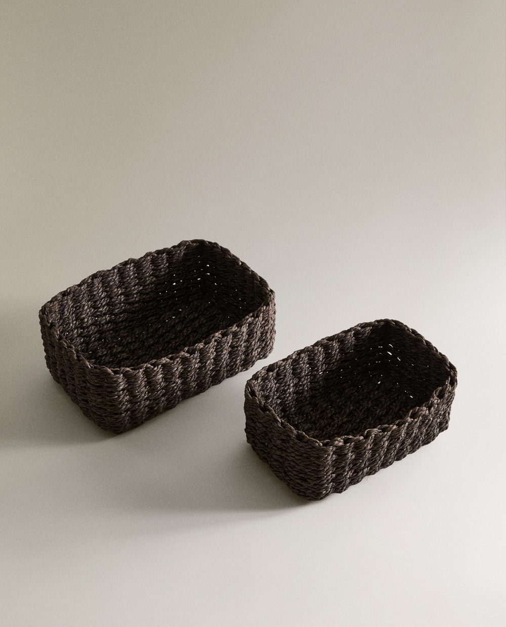 Zara Home Корзина из плетёной бумаги, цвет коричневый, 21 см