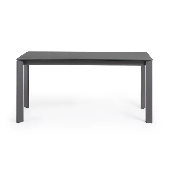 Раздвижной стол Axis 160-220x90 см, черное стекло, черный каркас