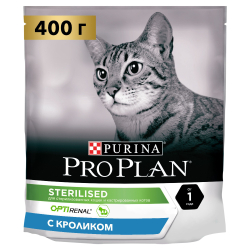 Сухой корм для стерилизованных кошек Purina PRO PLAN с кроликом 400 гр