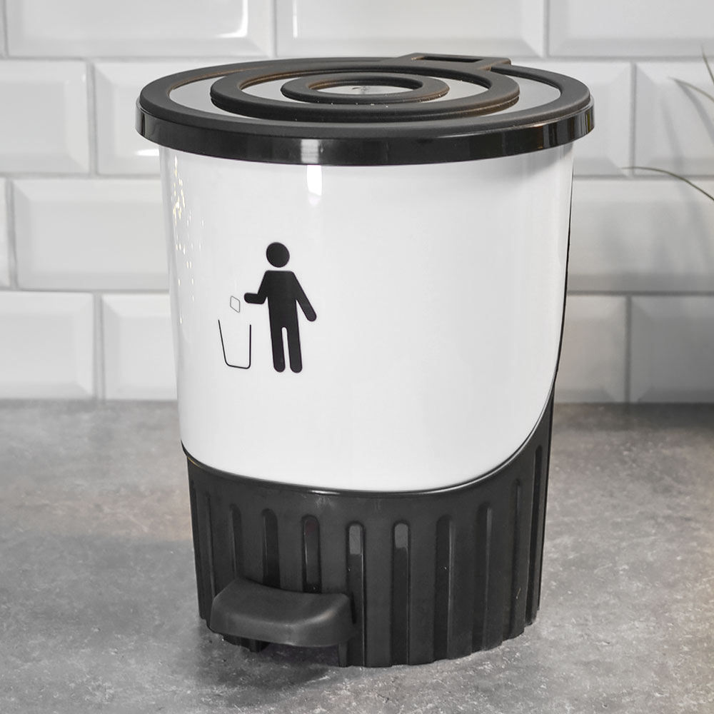 Ведро для мусора 8л с педалью, цвет белый