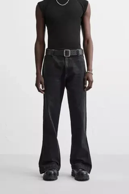 ZARA ДЖИНСЫ FLARE FIT С МОЛНИЯМИ, УГОЛЬНЫЙ