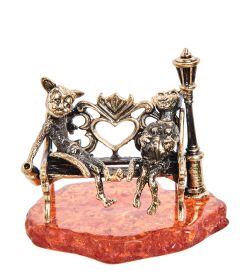 Народные промыслы AM-1052 Фигурка «Коты в ожидании чуда» (латунь, янтарь)