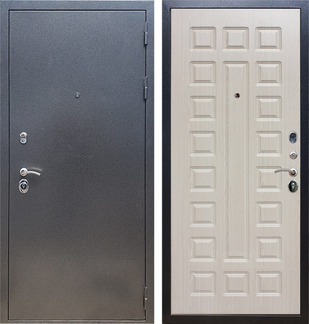 Входная металлическая дверь RеX (РЕКС) 11 Антик серебро / ФЛ-183 Беленый дуб
