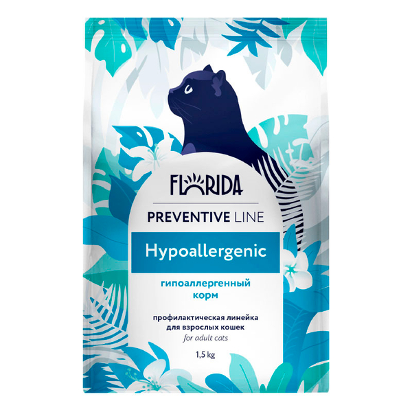 Сухой корм FLORIDA Hypoallergenic гипоаллергенный для кошек 1,5 кг (Флорида при аллергии,на индейке)
