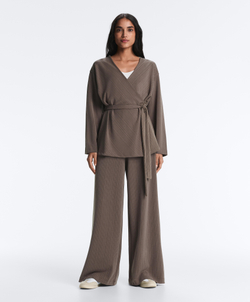 OYSHO Прямые брюки с асимметричной полосой и модалом, серо-лиловый