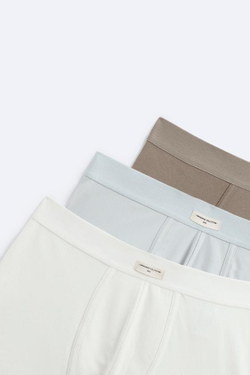 ZARA НАБОР ИЗ ТРЕХ ТРУСОВ-БОКСЕРОВ ИЗ МЯГКОЙ ТКАНИ, РАЗНОЦВЕТНЫЙ
