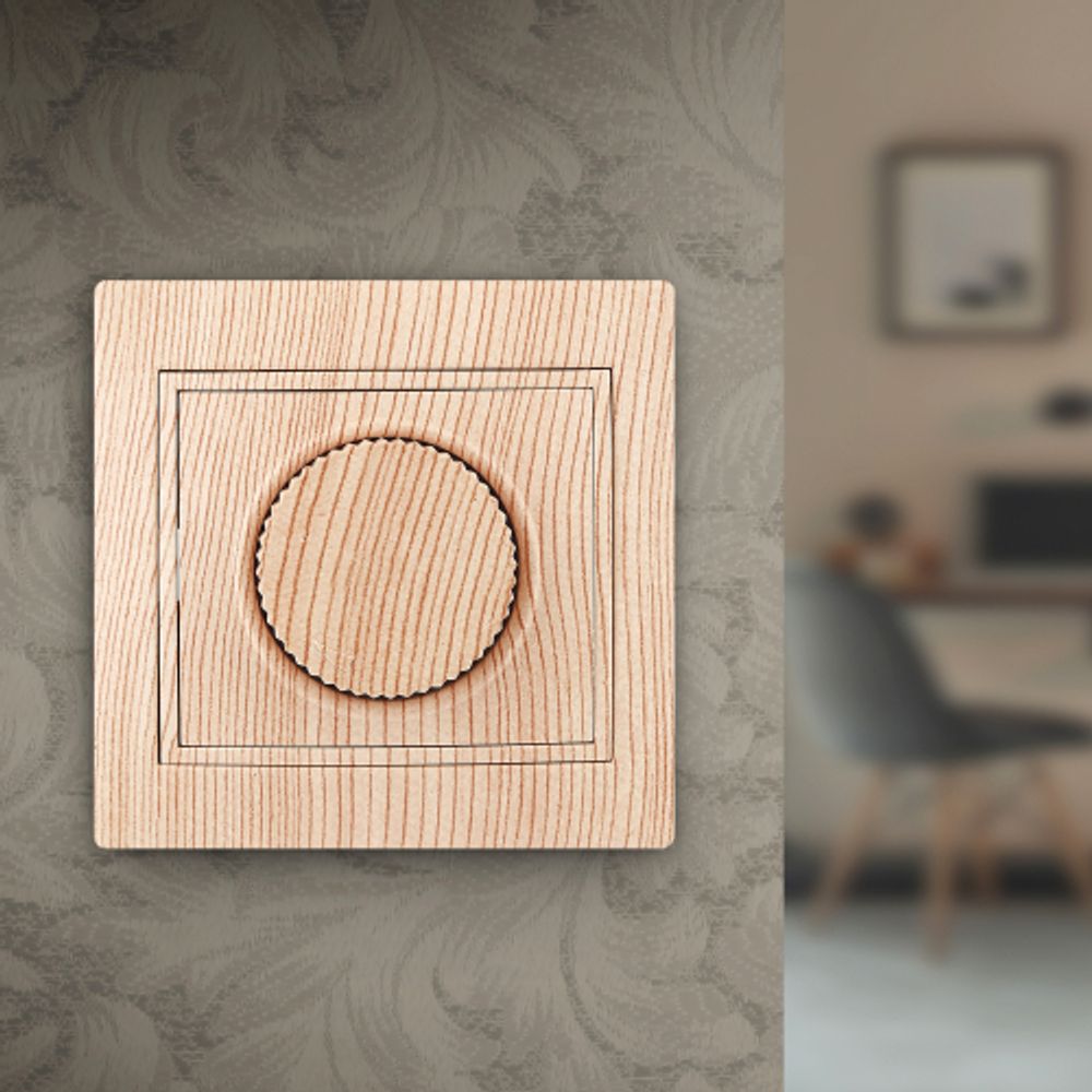 1-401-11 Intro Светорегулятор поворотный, 600Вт 230В, IP20, СУ, Plano, сосна | Intro Plano