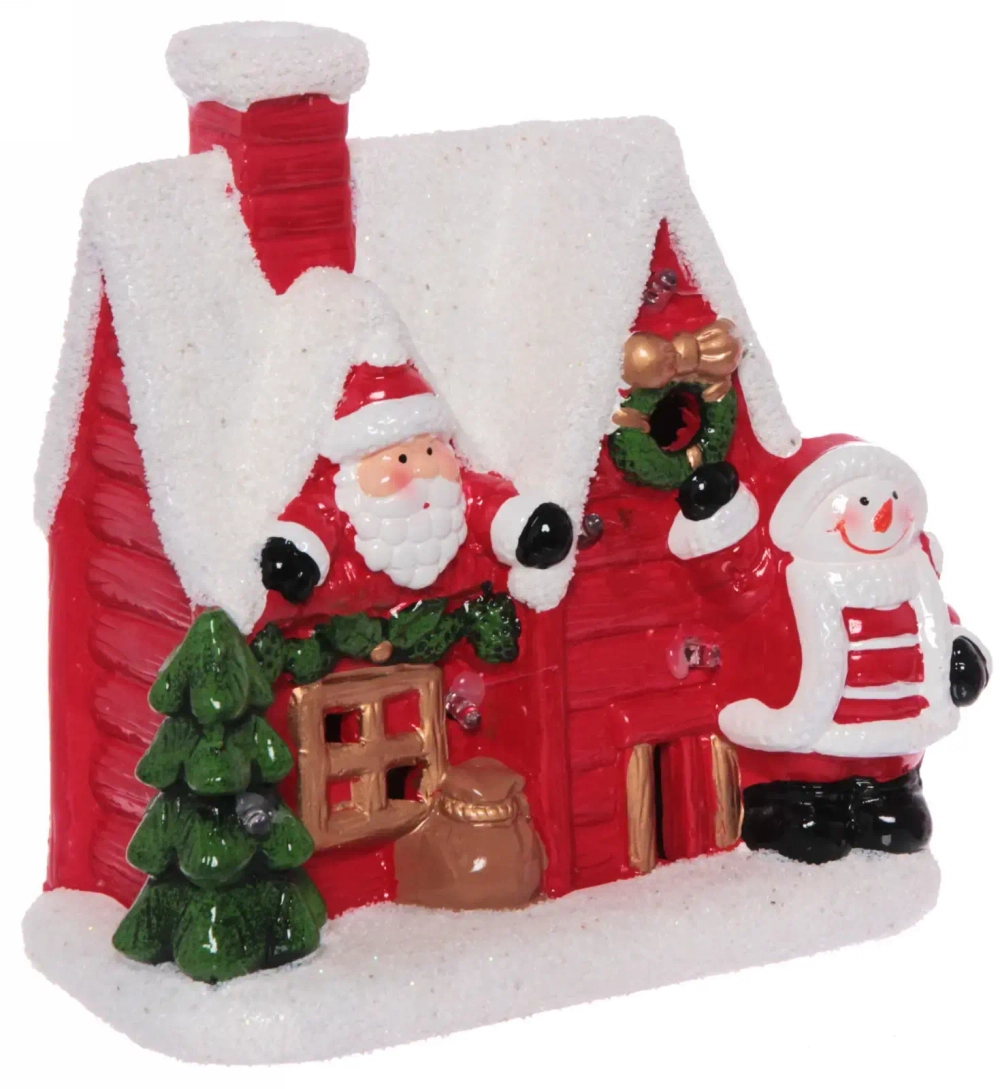 Фигурка с подсветкой Miracle «Домик с Дедо Морозом и Снеговичком» 20*18*10 см