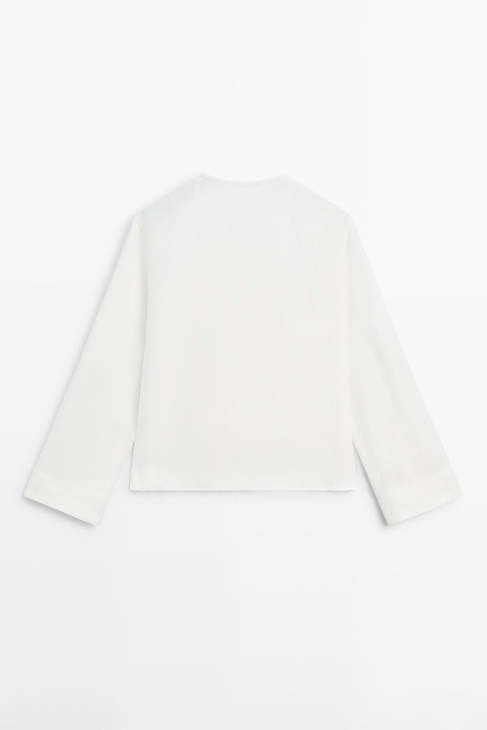 Massimo Dutti Струящаяся рубашка с декоративной деталью на груди, белый