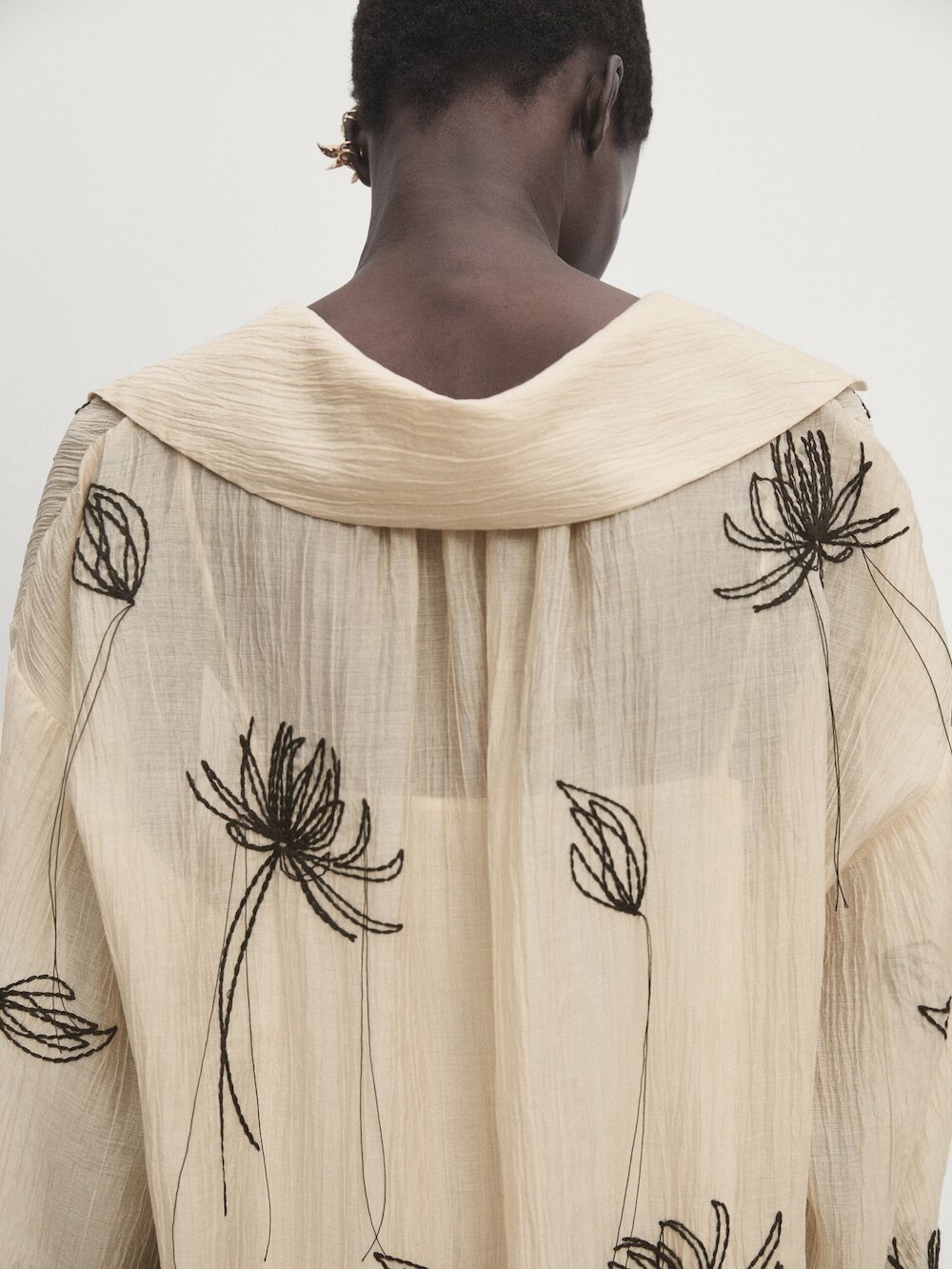 Massimo Dutti Платье с вышивкой и принтом, жженый