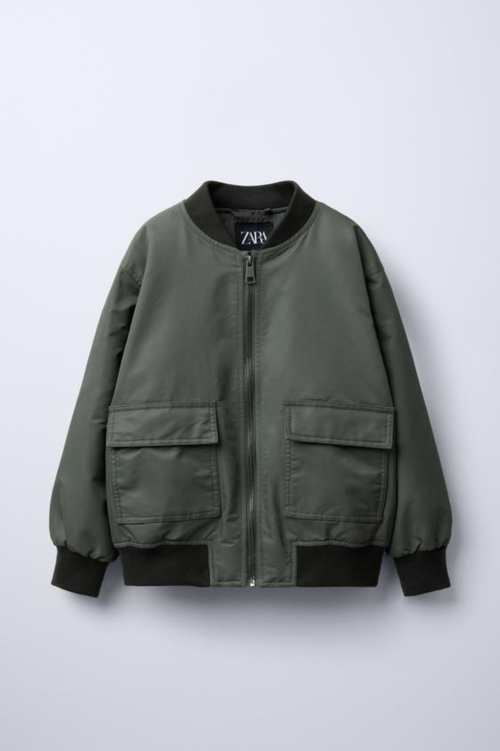 ZARA БОМБЕР ИЗ НЕЙЛОНА С КАРМАНАМИ, ХАКИ