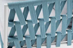 "Диего" кресло плетеное из роупа, каркас алюминий светло-серый (RAL7035) муар, роуп бирюзовый круглый, ткань светло-серая