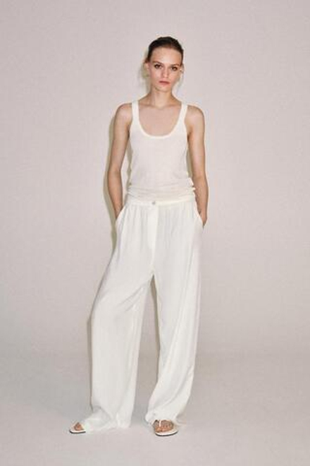 ZARA БРЮКИ СВОБОДНОГО КРОЯ — ZW COLLECTION, БЕЛЫЙ