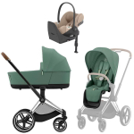 Коляска Cybex Priam IV Chrome Brown complete Cloud T Cozy Beige Plus Base T 4 в 1 Leaf Green