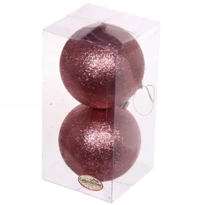 Новогодние шары 10 см (набор 2 шт) «Глиттер», розовое золото