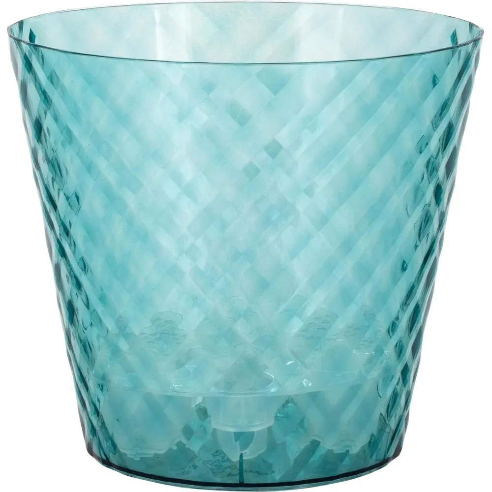 Горшок для цветов InGreen Manhattan Cristallo D160мм, 1,6 л c дренажной вставкой изумрудна