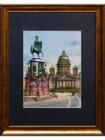 Картина акварелью Исаакий. Памятник Николаю I Слепков