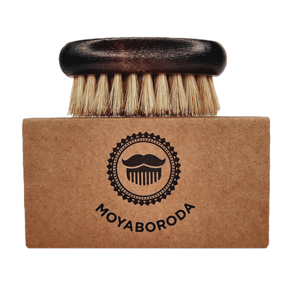 Щетка для бороды и усов MOYABORODA "DARK WOOD SOFT" (Мягкая, щетина кабана)