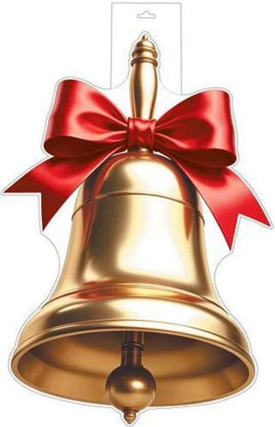 Плакат вырубной А3+ "Колокольчик золотой с красным бантом" двухсторонний, ВД-лак Ф-17295 (Сфера)