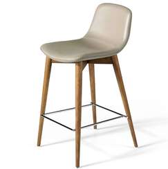 Барный стул Angel Cerda 4044, серая экокожа, орех