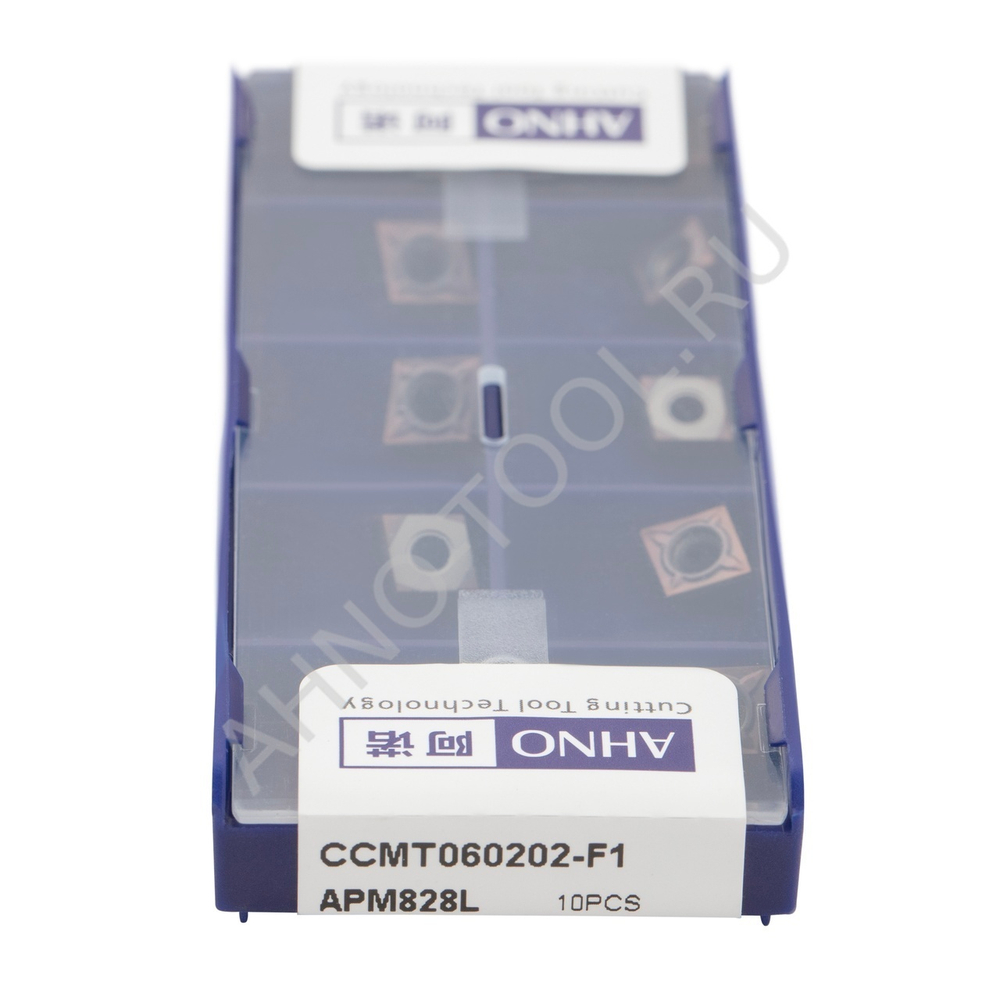 Пластина твердосплавная ISO CCMT060202-F1 APM828L AHNO предназначена для получистовой обработки жаропрочной и нержавеющей стали.