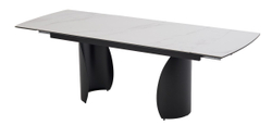 Стол ОЛЬХОН 180 БЕЛЫЙ МРАМОР МАТОВЫЙ , керамика / Черный каркас, М-City