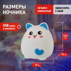 Ночник - светильник светодиодный ЭРА NLED-414-2W-BU аккумуляторный мягкий силиконовый белый с синим