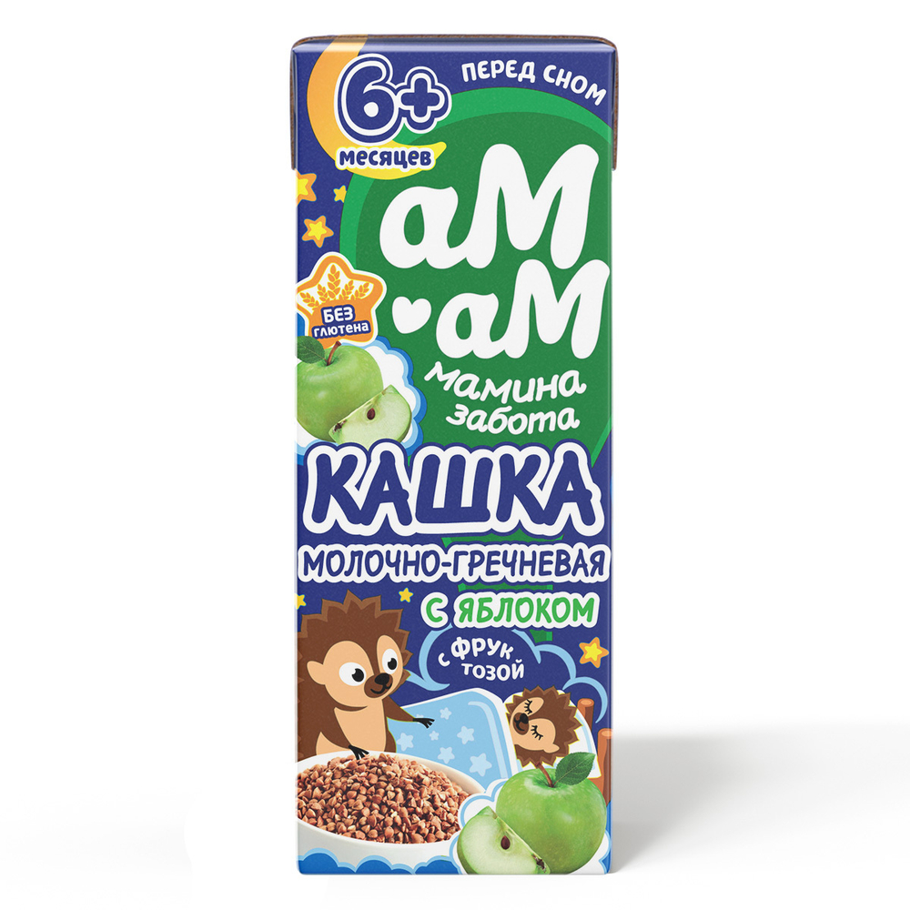 АМ-АМ Готовая кашка перед сном молочно-гречневая с яблоком с 6 мес