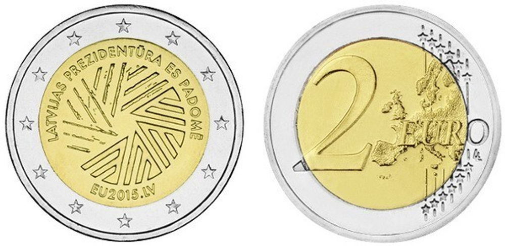 2 евро 2015 Латвия - Председательство Латвии в Совете ЕС