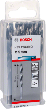 Сверло из быстрорежущей стали HSS PointTeQ 5 мм, 10 шт. BOSCH 2608577218